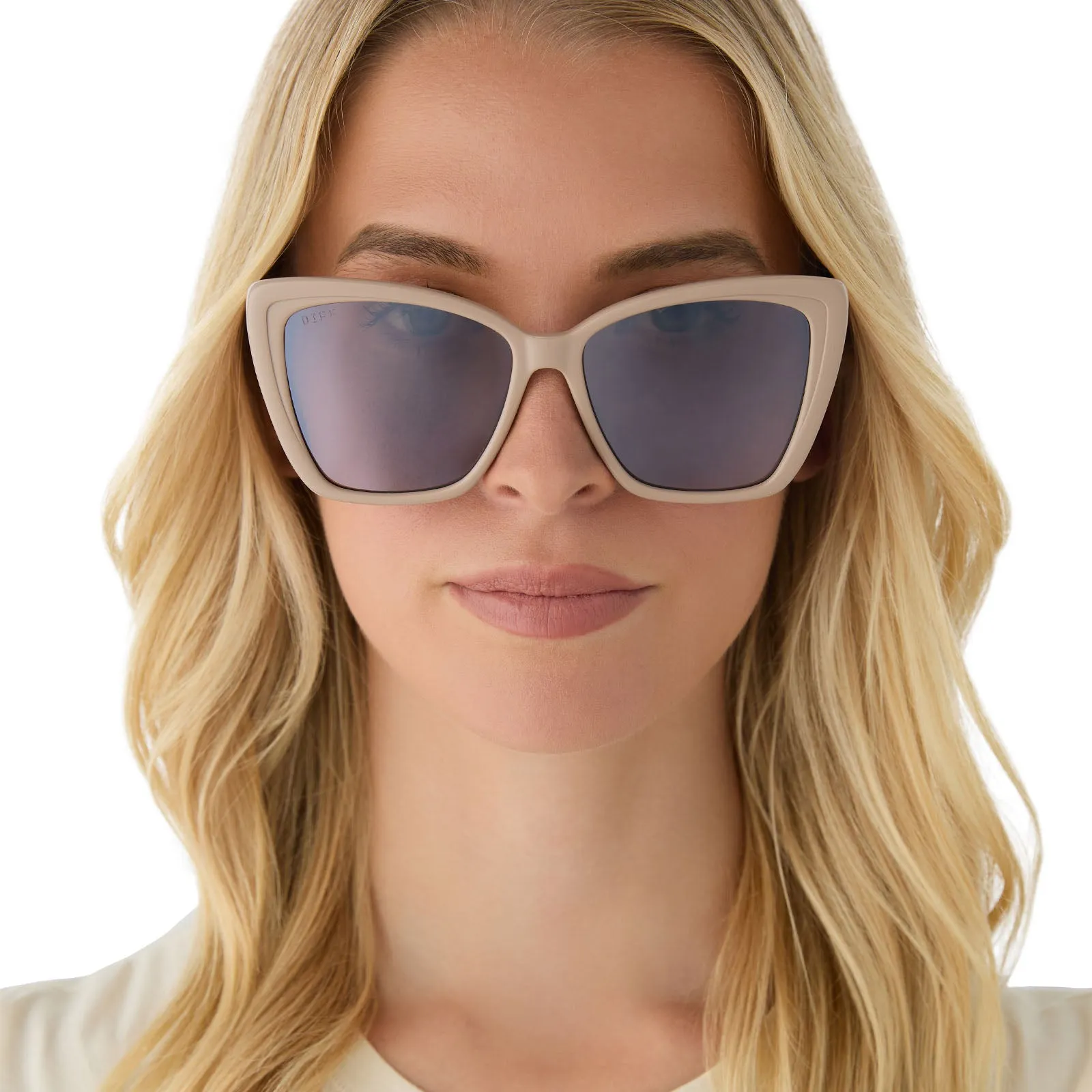 BECKY II - BRUSHED GOLD   ALMOND SILVER FLASH SUNGLASSES