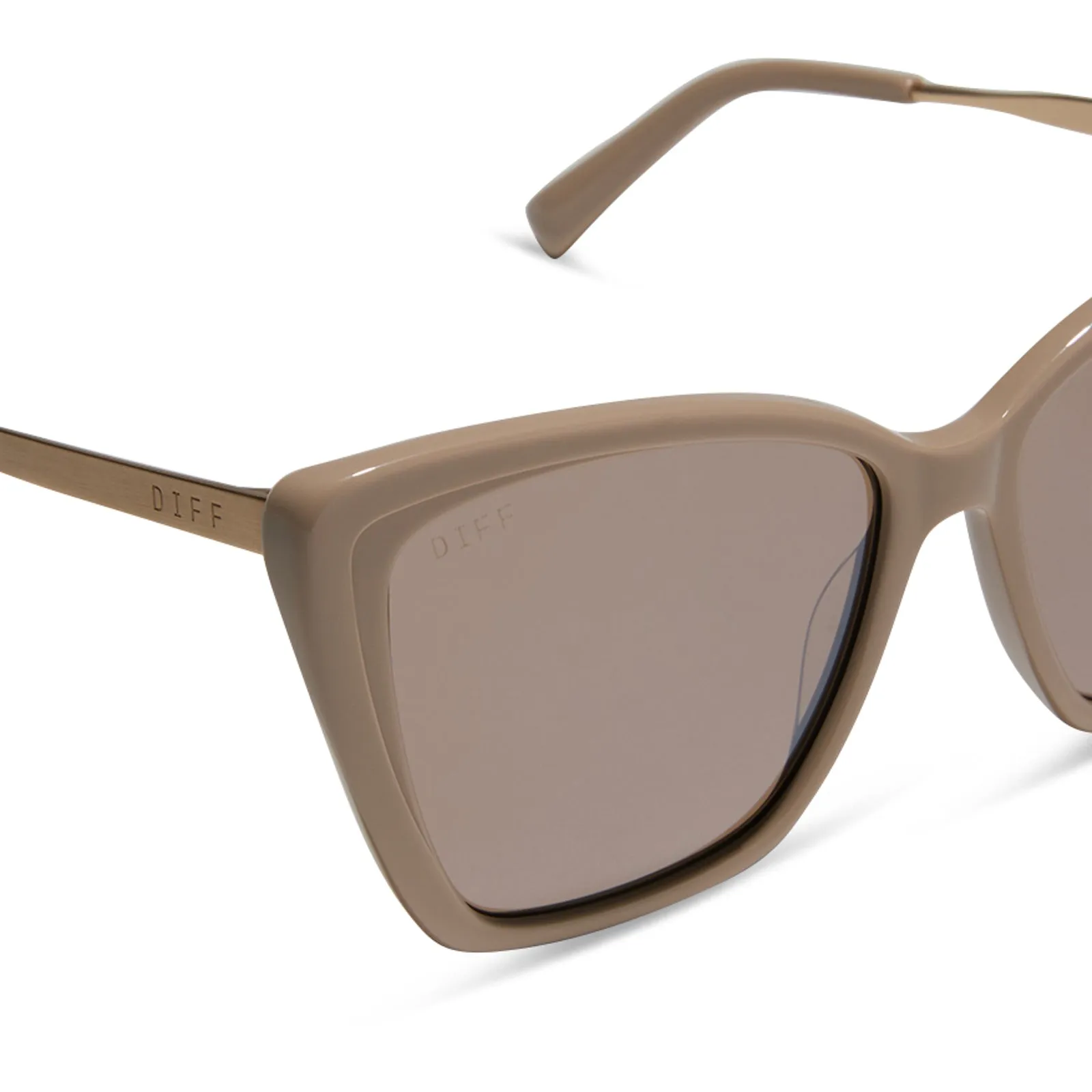 BECKY II - BRUSHED GOLD   ALMOND SILVER FLASH SUNGLASSES