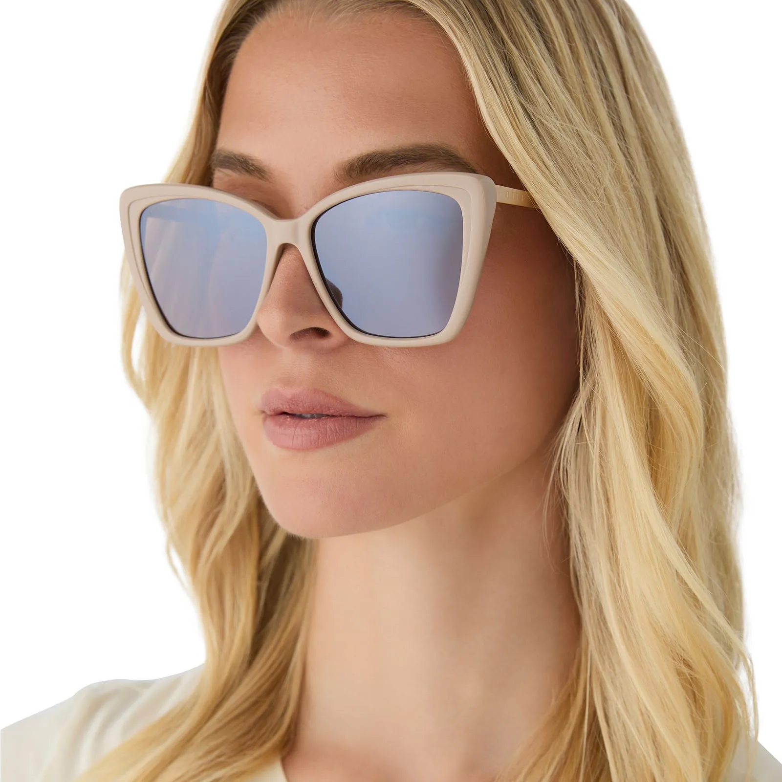 BECKY II - BRUSHED GOLD   ALMOND SILVER FLASH SUNGLASSES