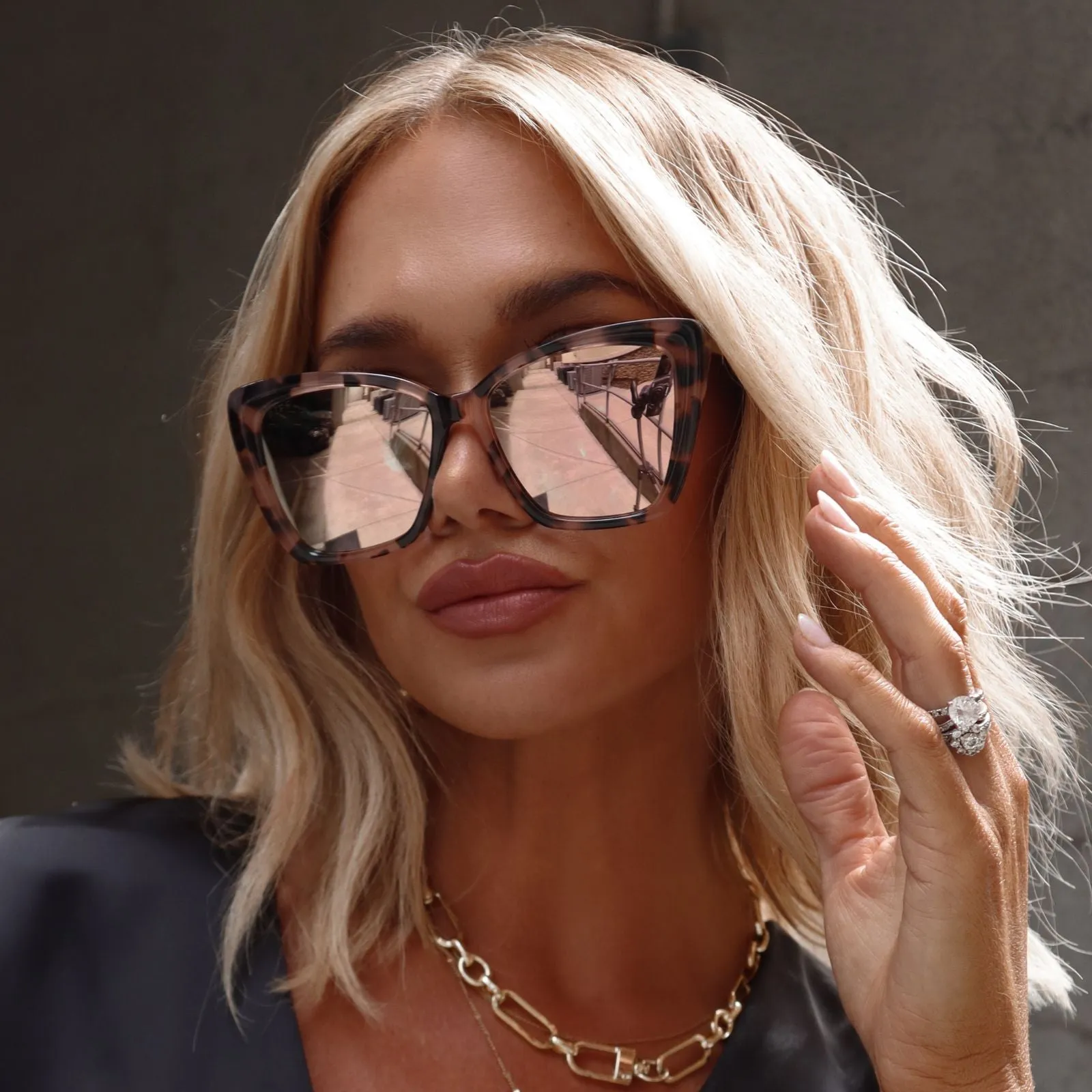 BECKY II - HIMALAYAN TORTOISE   TAUPE MIRROR POLARIZED SUNGLASSES
