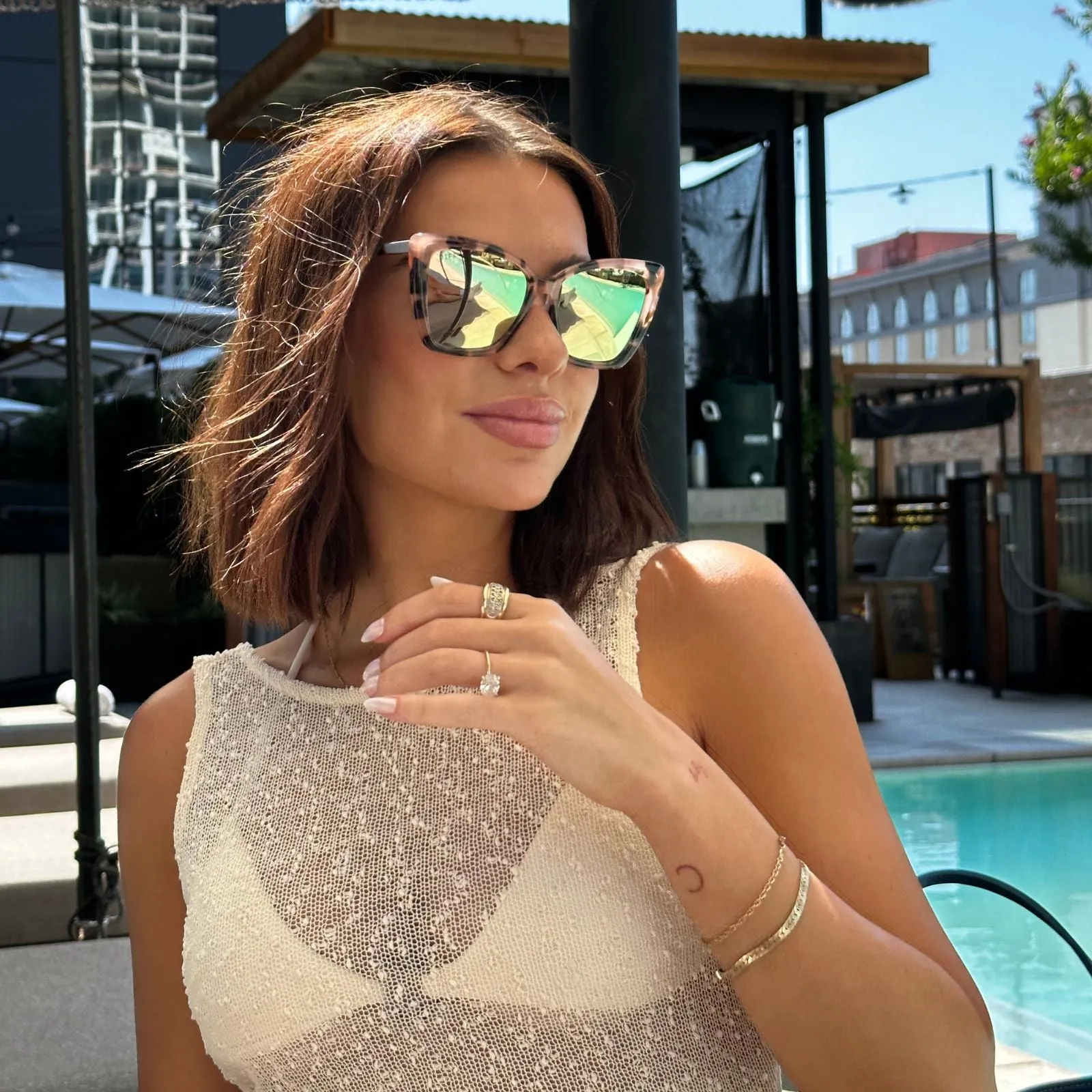 BECKY II - HIMALAYAN TORTOISE   TAUPE MIRROR POLARIZED SUNGLASSES