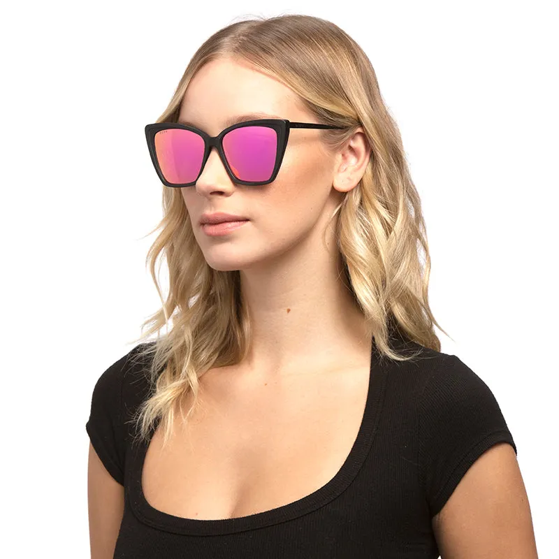 BECKY II - MATTE BLACK   PINK MIRROR POLARIZED SUNGLASSES