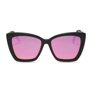 BECKY II - MATTE BLACK   PINK MIRROR POLARIZED SUNGLASSES
