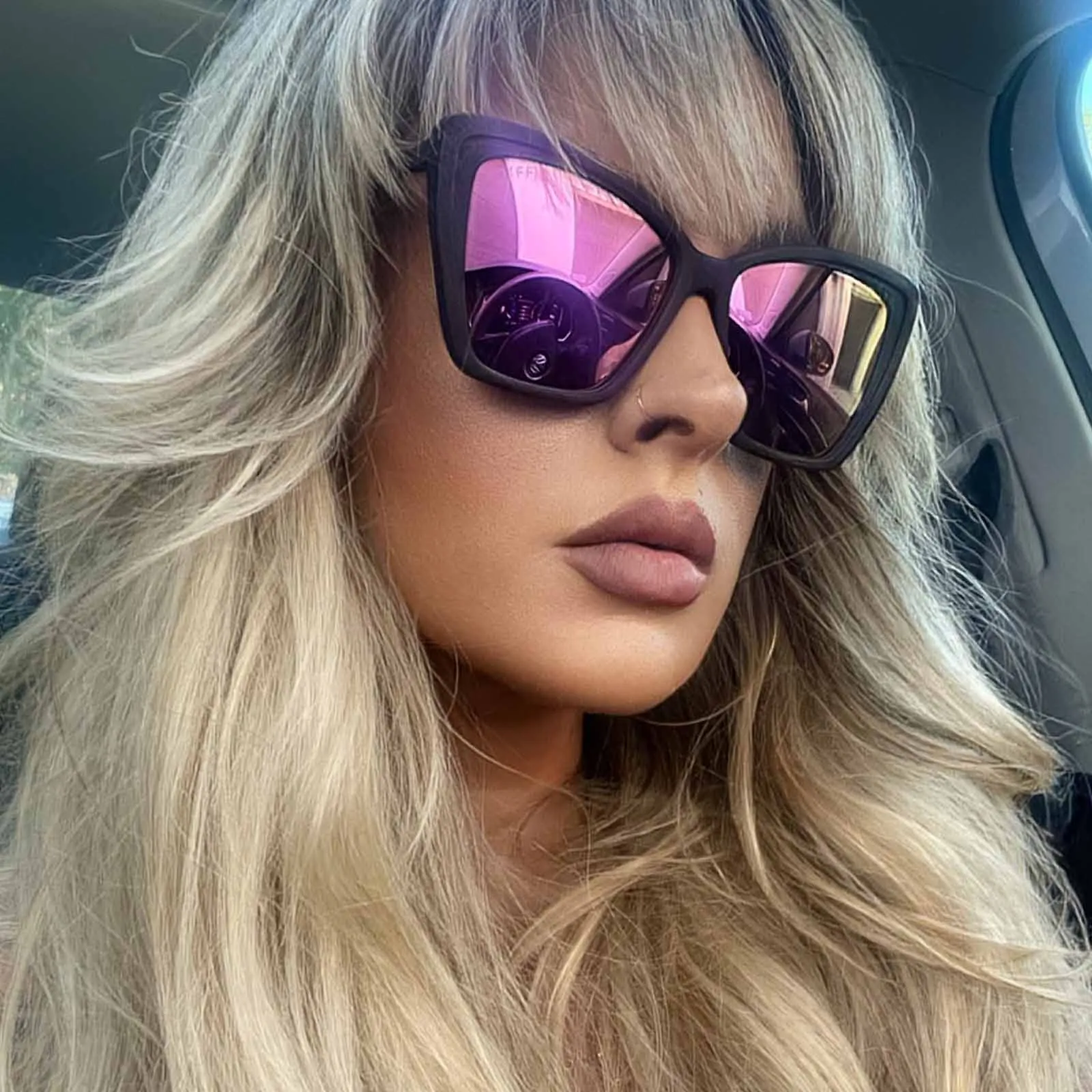 BECKY II - MATTE BLACK   PINK MIRROR POLARIZED SUNGLASSES