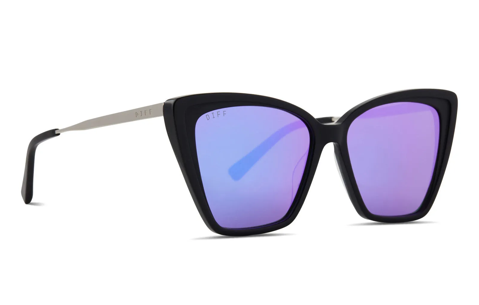 BECKY II - MATTE BLACK   PURPLE MIRROR   POLARIZED SUNGLASSES