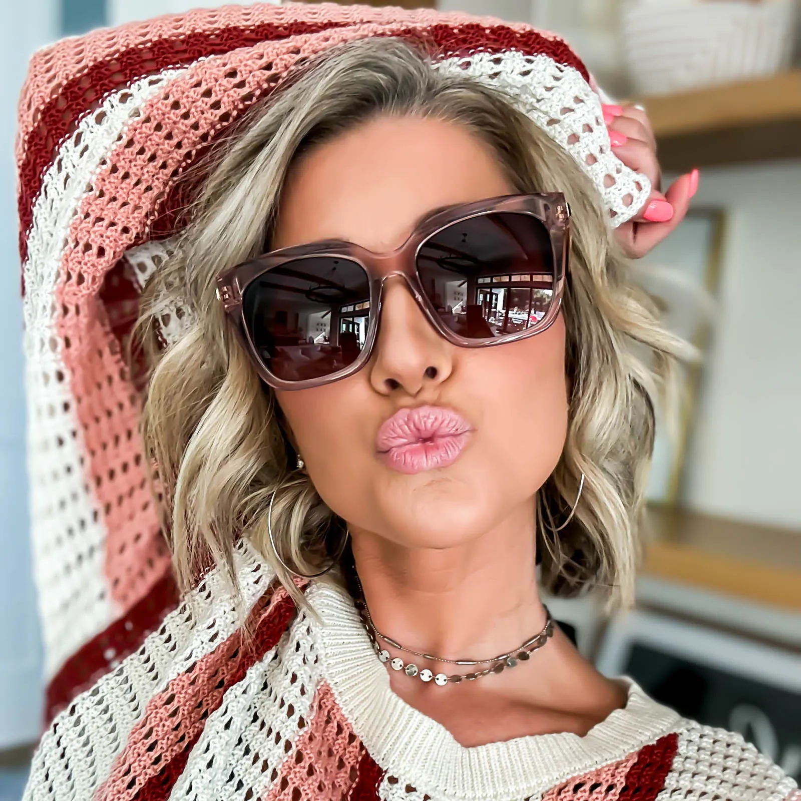 BELLA - LIGHT PINK CRYSTAL   WINE GRADIENT SUNGLASSES
