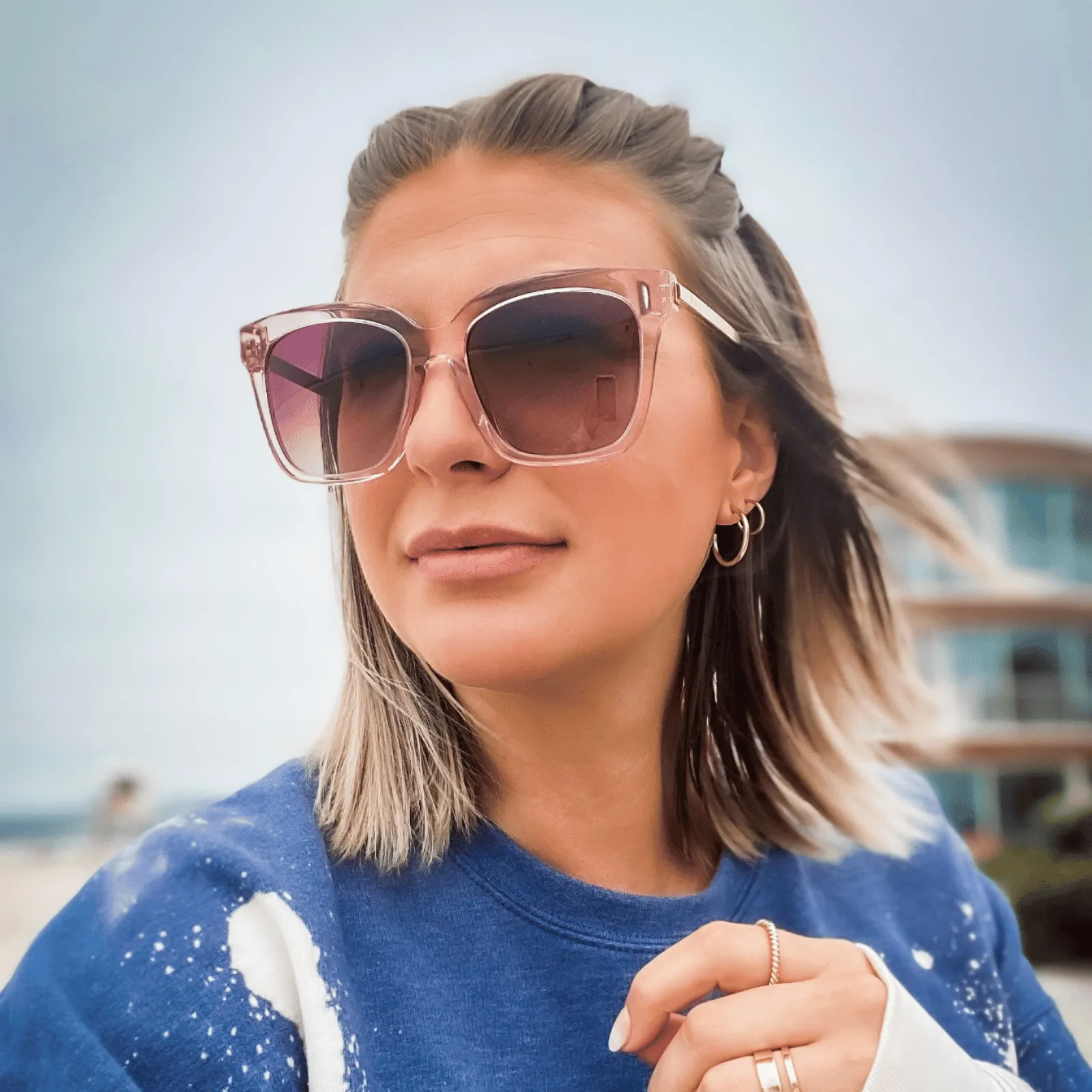 BELLA - LIGHT PINK CRYSTAL   WINE GRADIENT SUNGLASSES