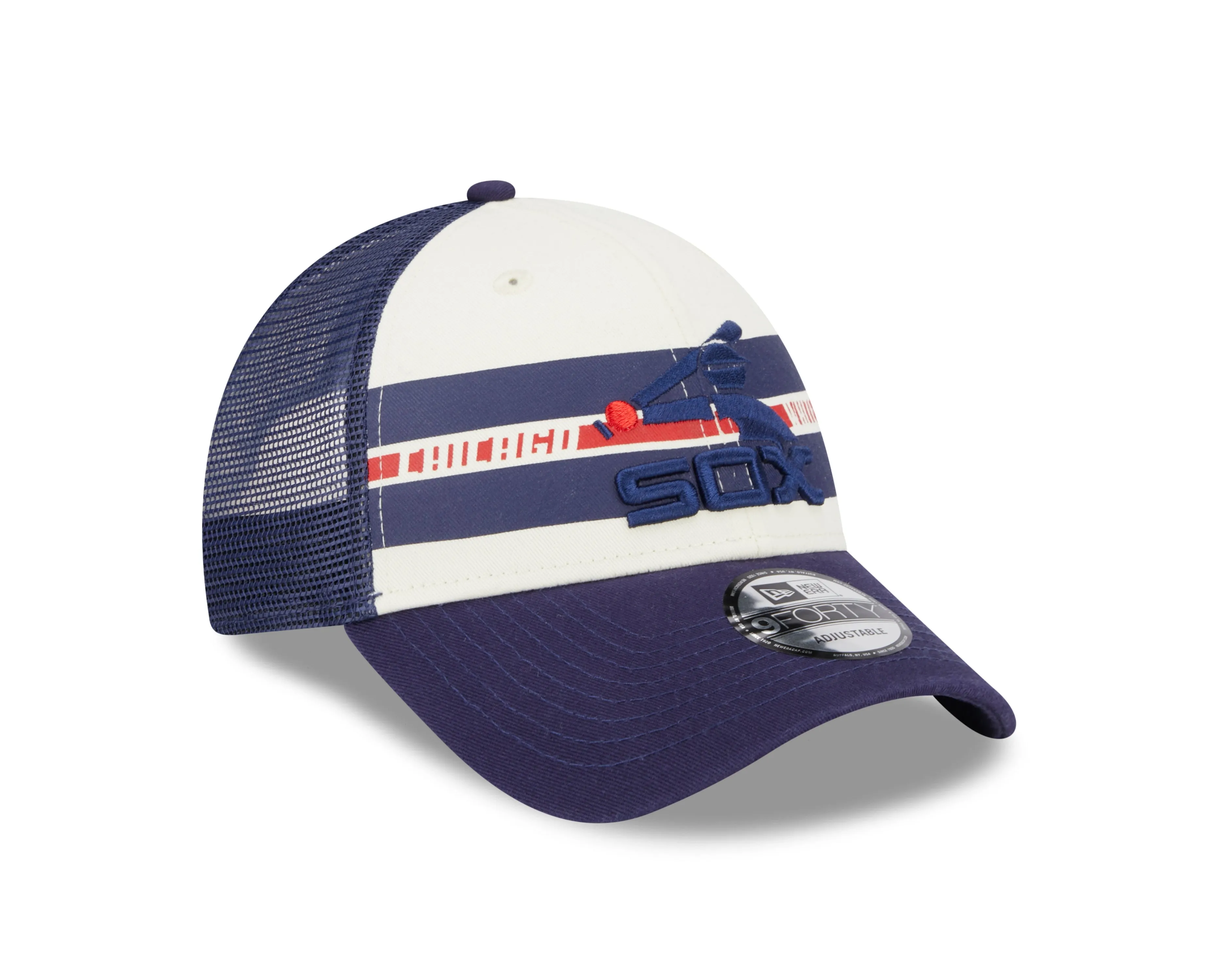 Chicago White Sox Cooperstown Collection Team Stripes New Era Trucker 9FORTY Adjustable Snapback Hat
