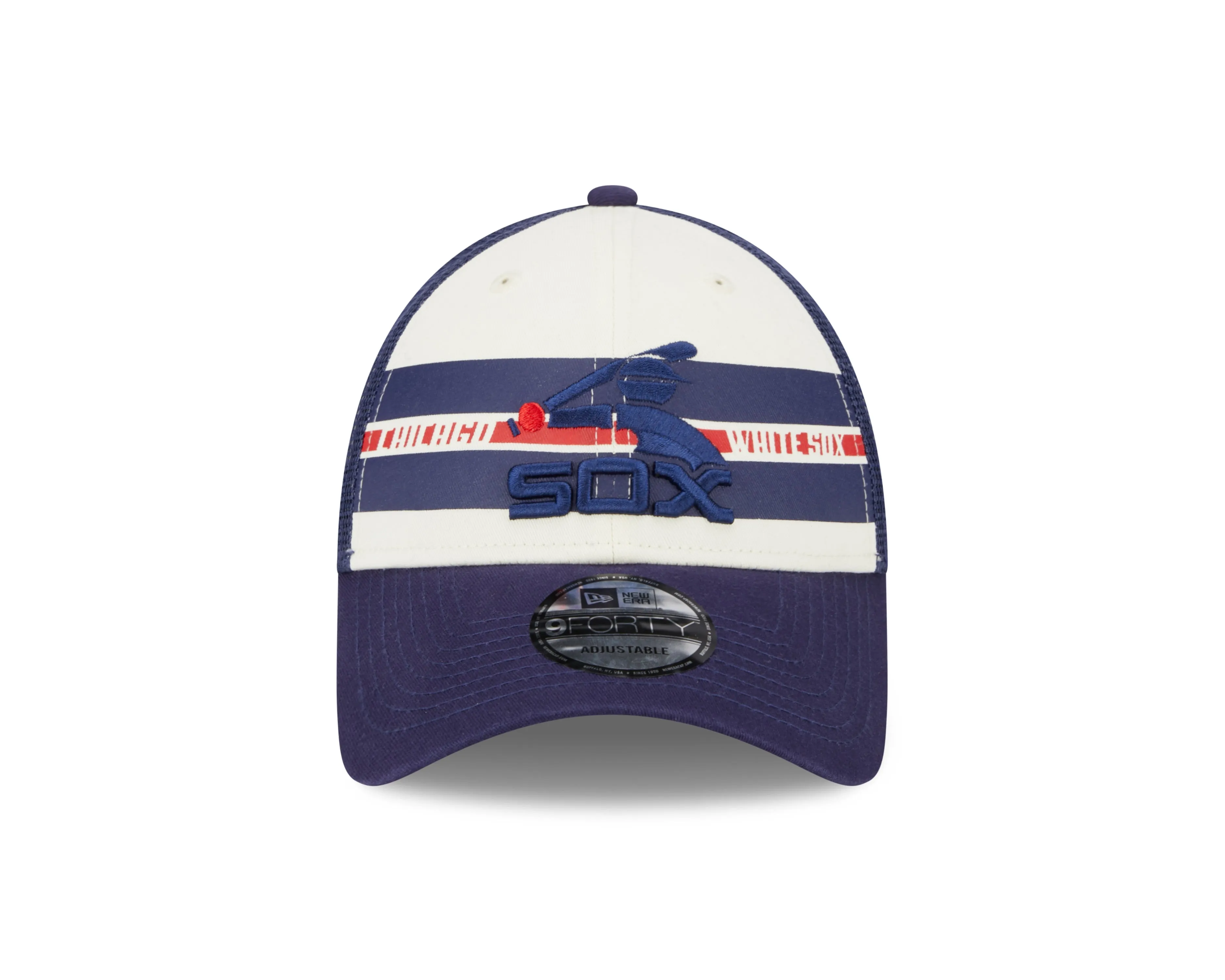 Chicago White Sox Cooperstown Collection Team Stripes New Era Trucker 9FORTY Adjustable Snapback Hat