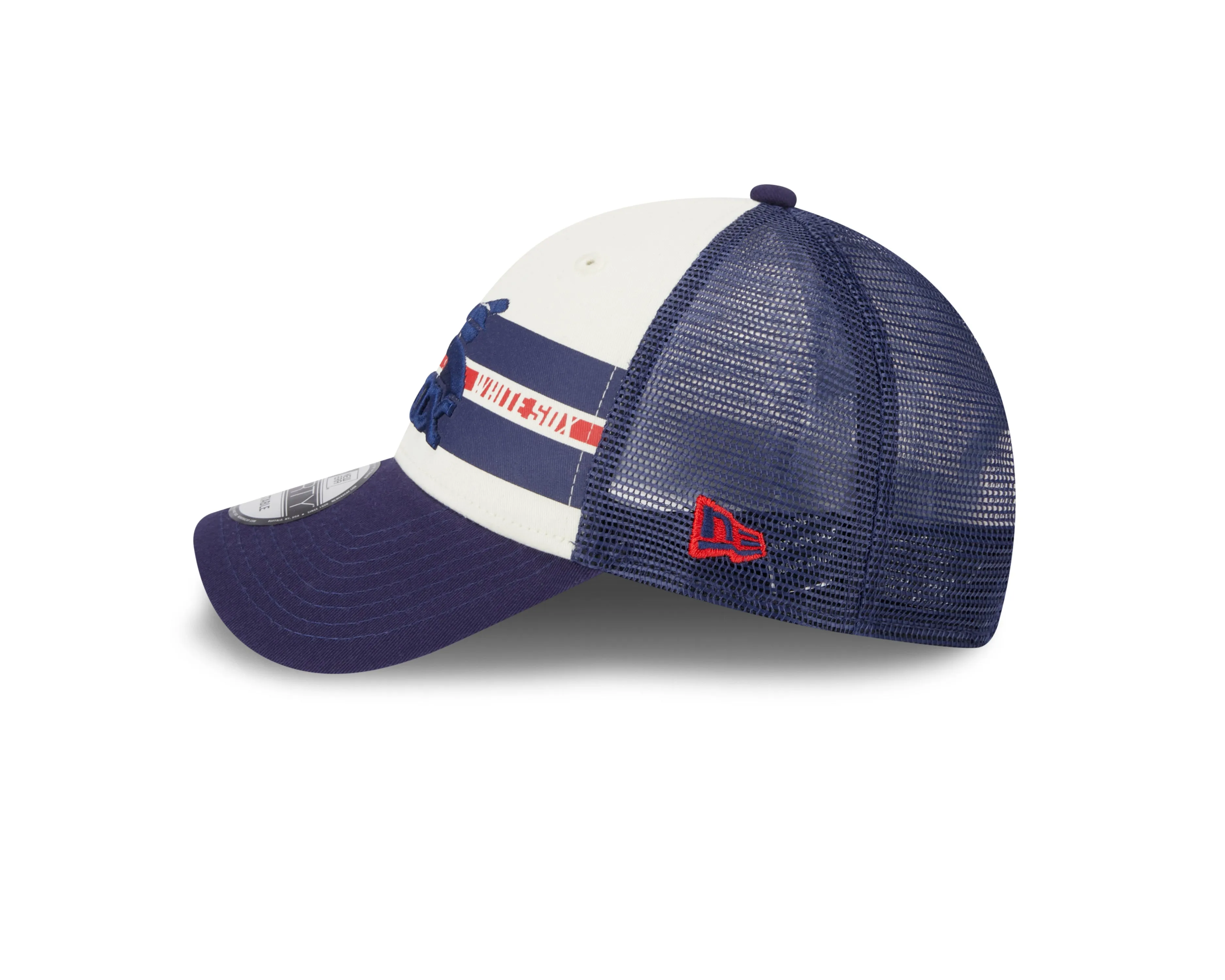 Chicago White Sox Cooperstown Collection Team Stripes New Era Trucker 9FORTY Adjustable Snapback Hat