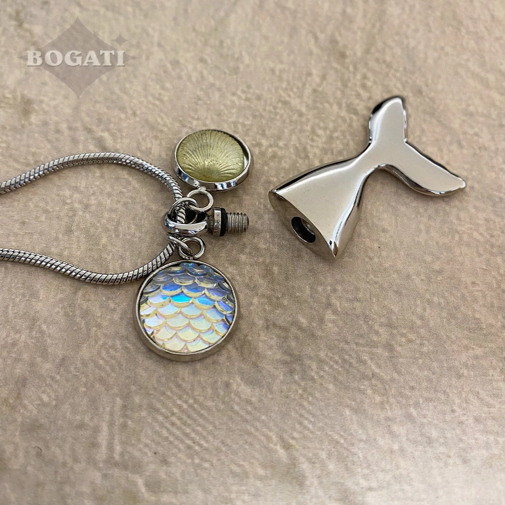CLEARANCE - J-165 Mermaid Tail with charms - Pendant with Chain