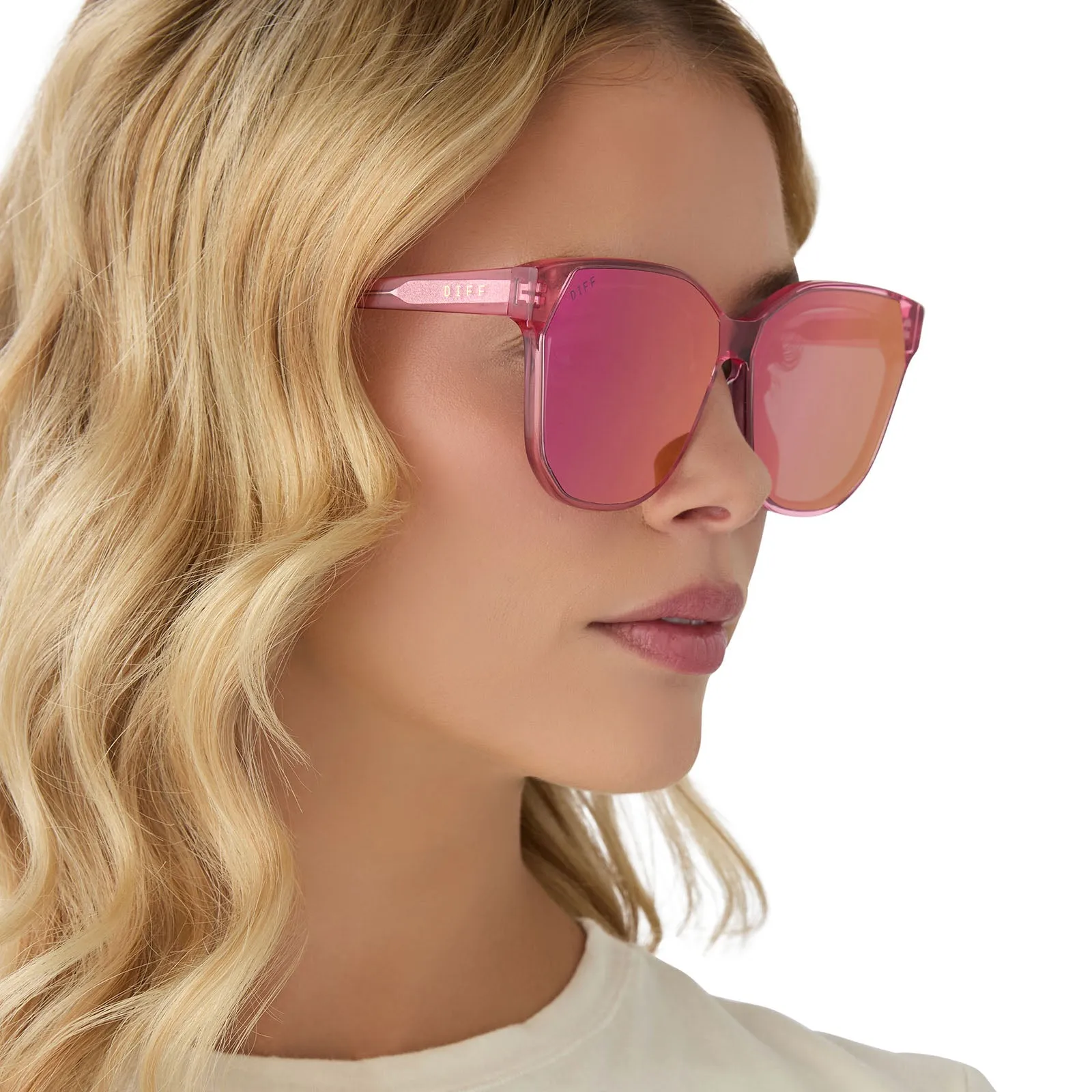 GIA - CANDY PINK CRYSTAL   PINK RUSH MIRROR SUNGLASSES