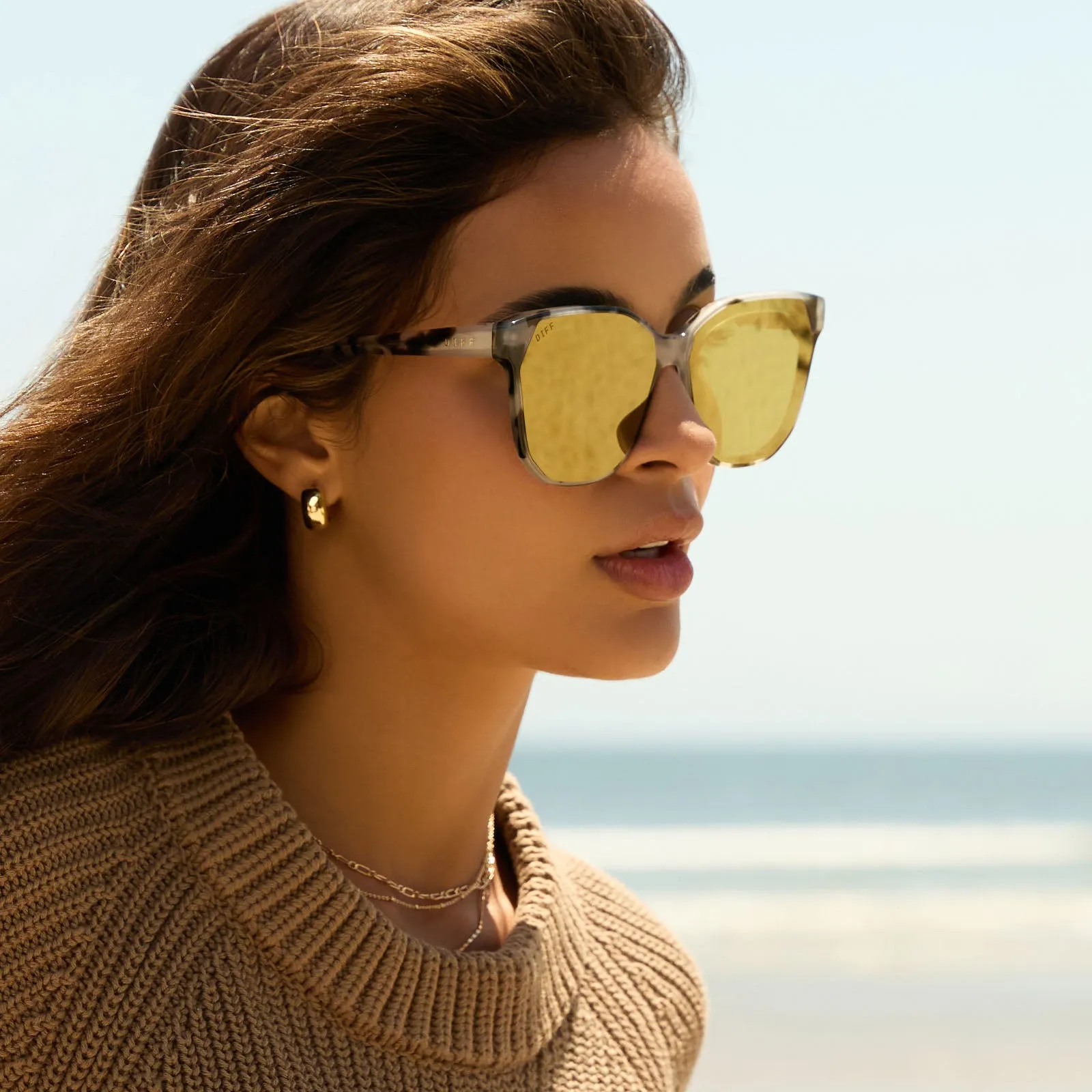 GIA - KOMBU   OLIVE GRADIENT WITH SILVER FLASH SUNGLASSES