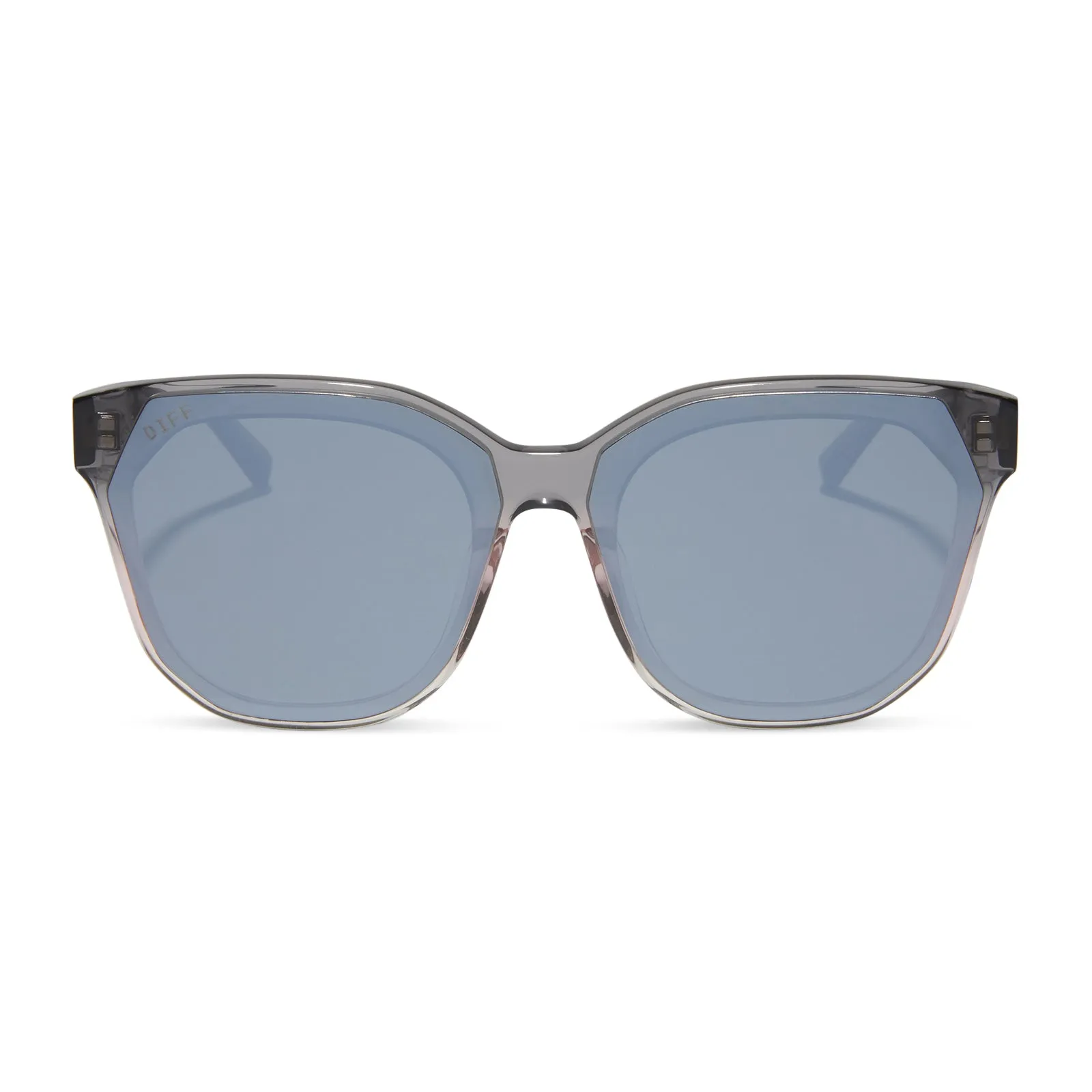 GIA - SMOKE ROSE CRYSTAL OMBRE   SILVER FLASH SUNGLASSES