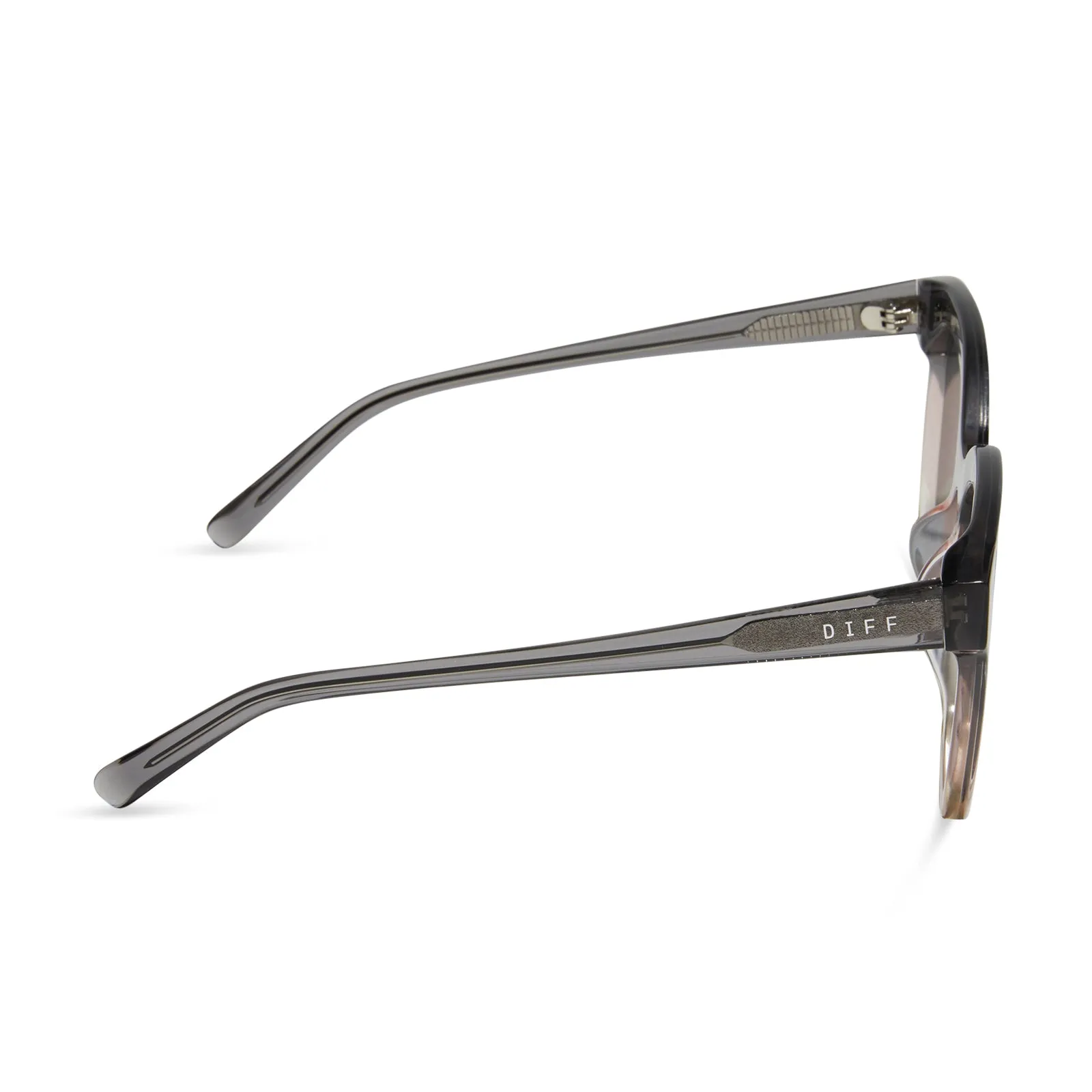 GIA - SMOKE ROSE CRYSTAL OMBRE   SILVER FLASH SUNGLASSES