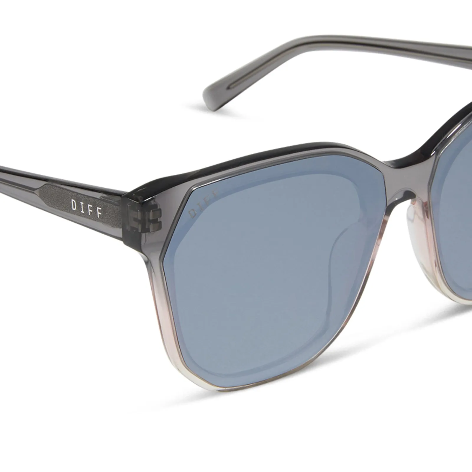 GIA - SMOKE ROSE CRYSTAL OMBRE   SILVER FLASH SUNGLASSES