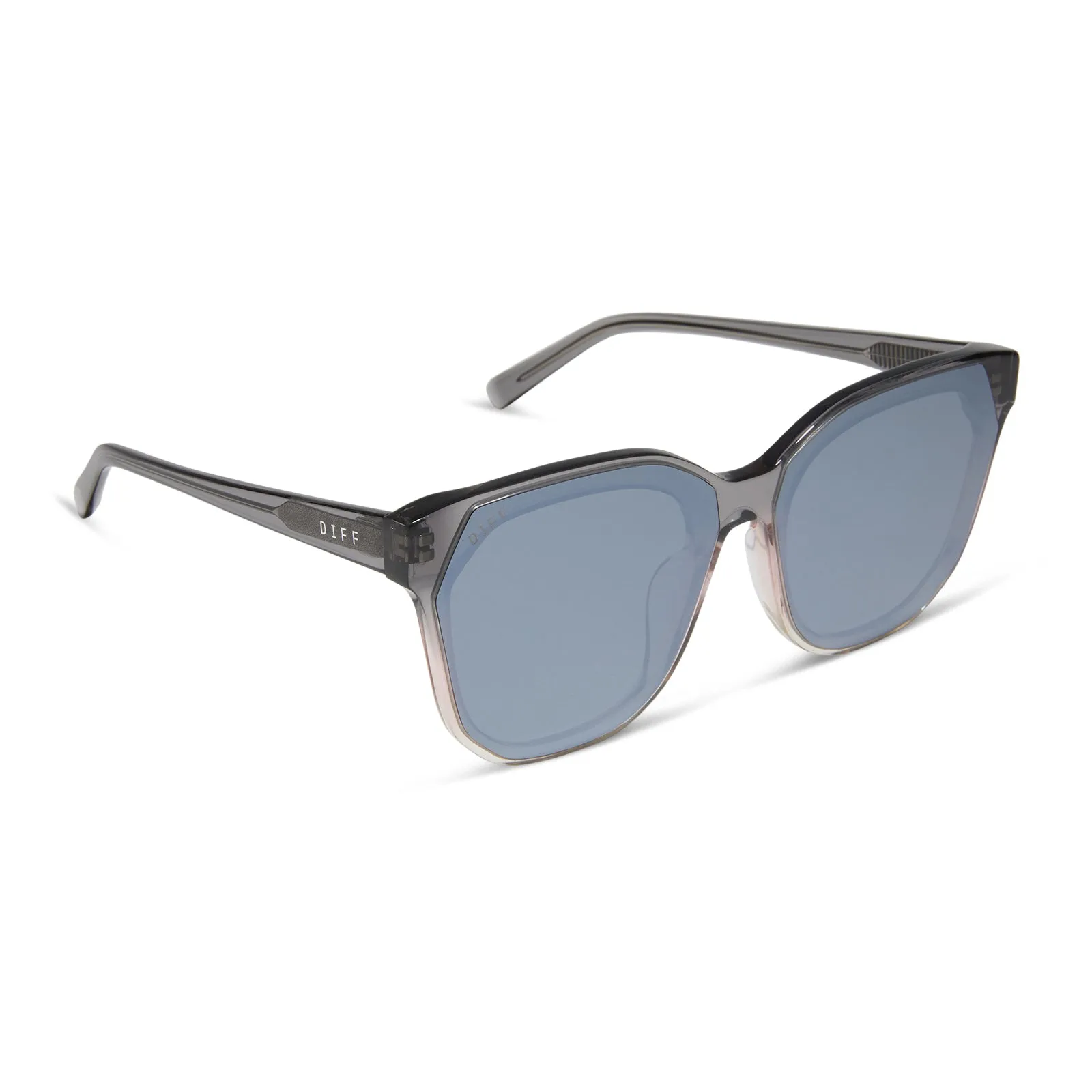 GIA - SMOKE ROSE CRYSTAL OMBRE   SILVER FLASH SUNGLASSES