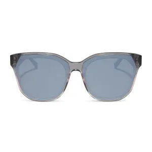 GIA - SMOKE ROSE CRYSTAL OMBRE   SILVER FLASH SUNGLASSES