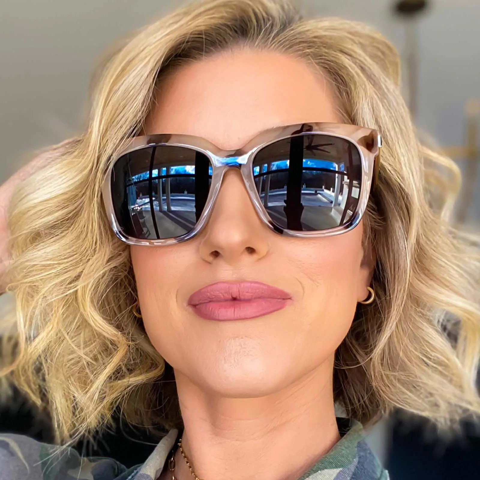 HAILEY - CREAM TORTOISE   SOLID GREY SUNGLASSES
