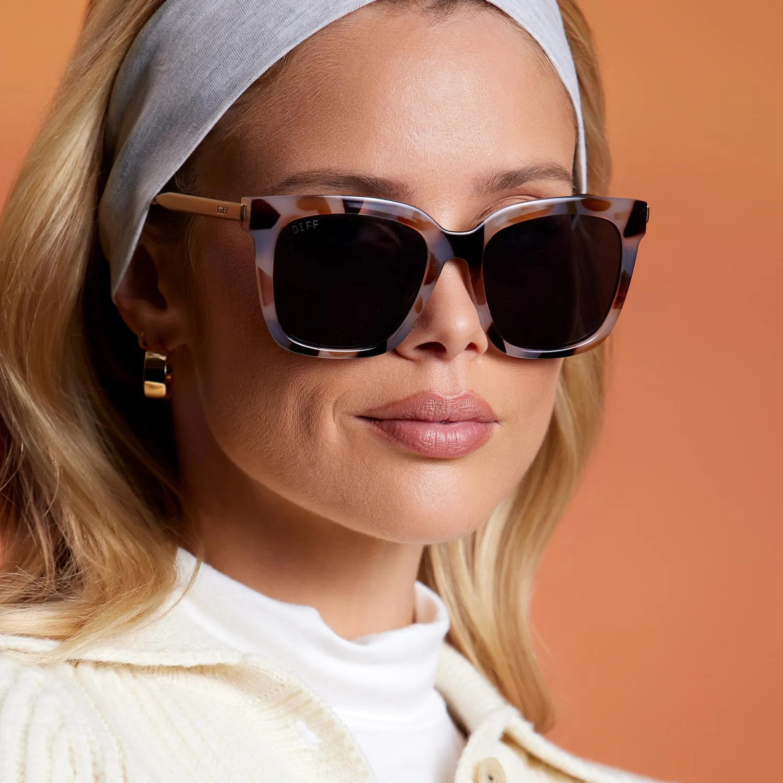 HAILEY - CREAM TORTOISE   SOLID GREY SUNGLASSES