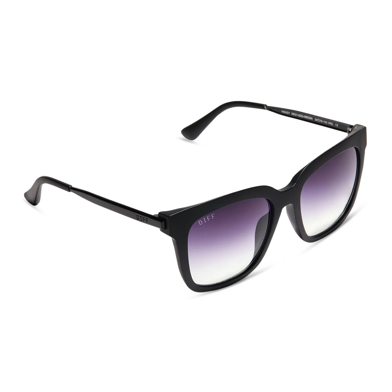 HAILEY - MATTE BLACK   SHARP GREY GRADIENT SUNGLASSES