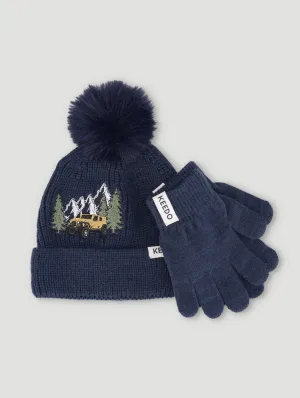 Keedo Boys Kitted Beanie & Glove Set