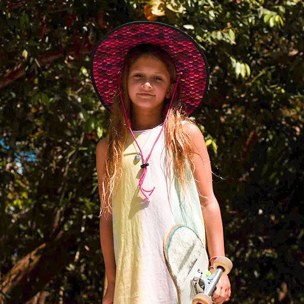 Kids Under Brim Straw Hat | Mermaid Scales Pink