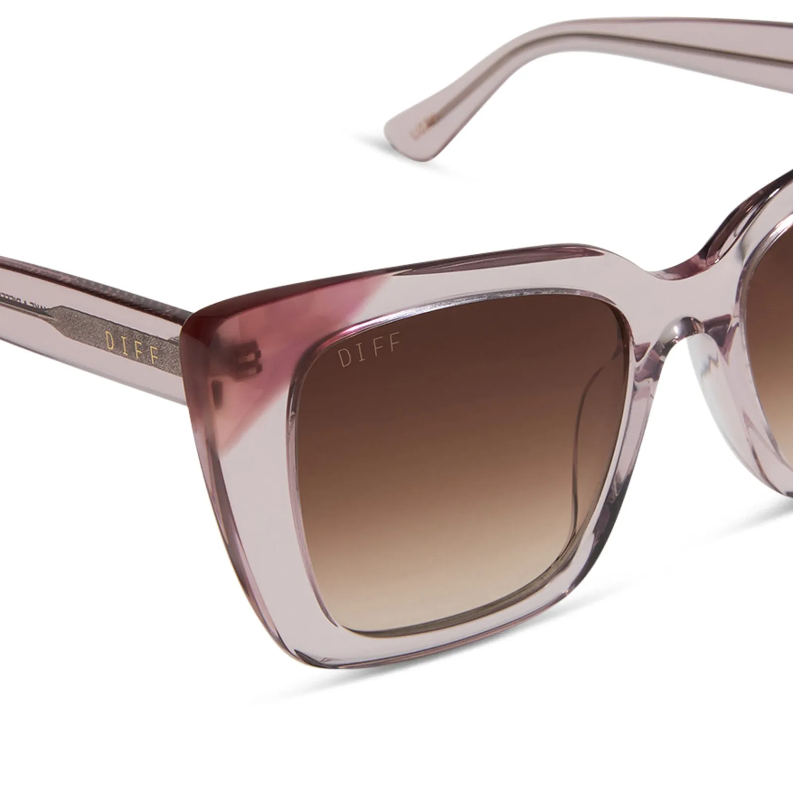 LIZZY - LIGHT PINK CRYSTAL   FLEUR TIPS   BROWN GRADIENT SUNGLASSES