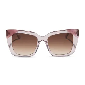 LIZZY - LIGHT PINK CRYSTAL   FLEUR TIPS   BROWN GRADIENT SUNGLASSES