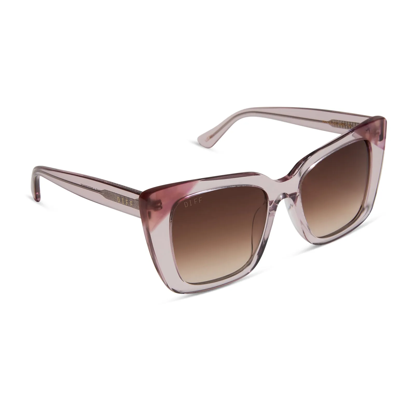 LIZZY - LIGHT PINK CRYSTAL   FLEUR TIPS   BROWN GRADIENT SUNGLASSES