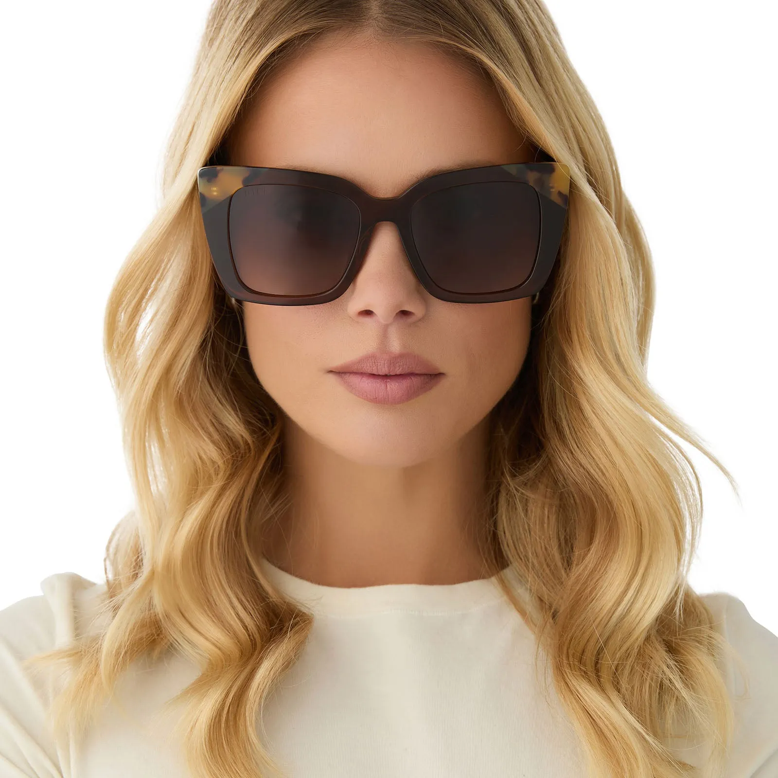 LIZZY - WHISKEY CRYSTAL W BROWN KOMBU TIPS   BROWN GRADIENT   POLARIZED SUNGLASSES