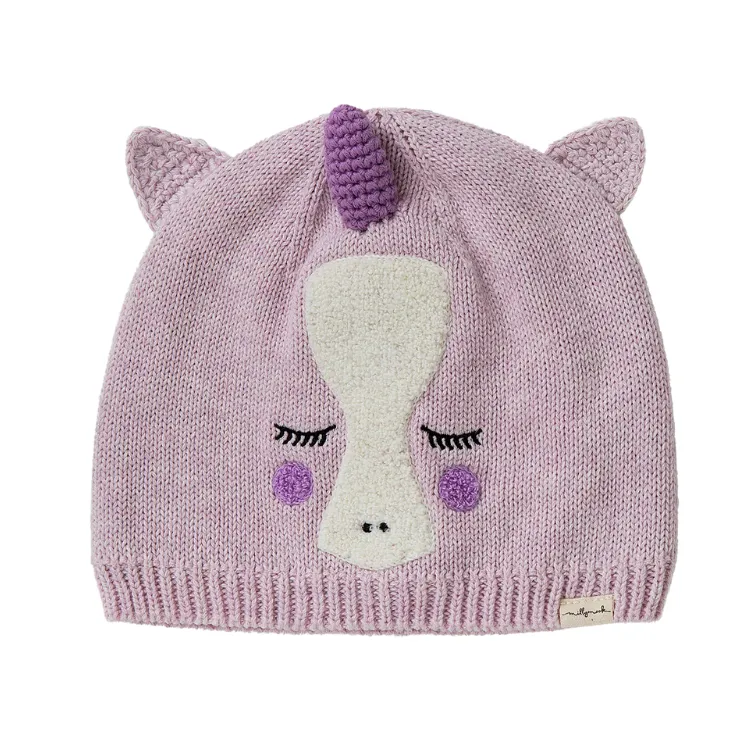 Millymook Baby Girls Unicorn Beanie - Light Lilac