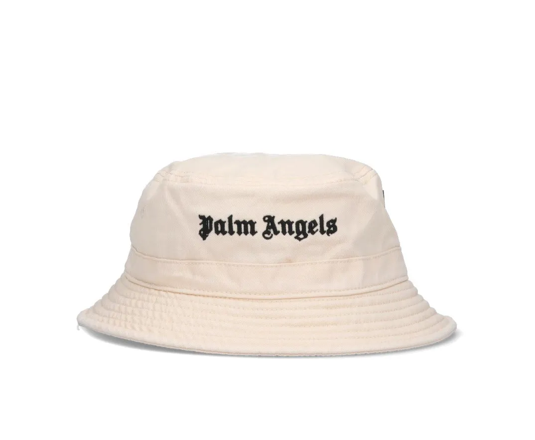 Palm Angels Logo Embroidered Flat Crown Bucket Hat