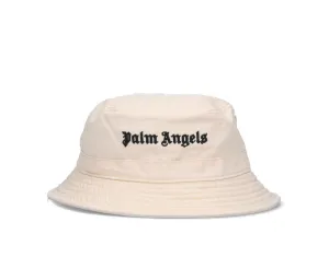 Palm Angels Logo Embroidered Flat Crown Bucket Hat