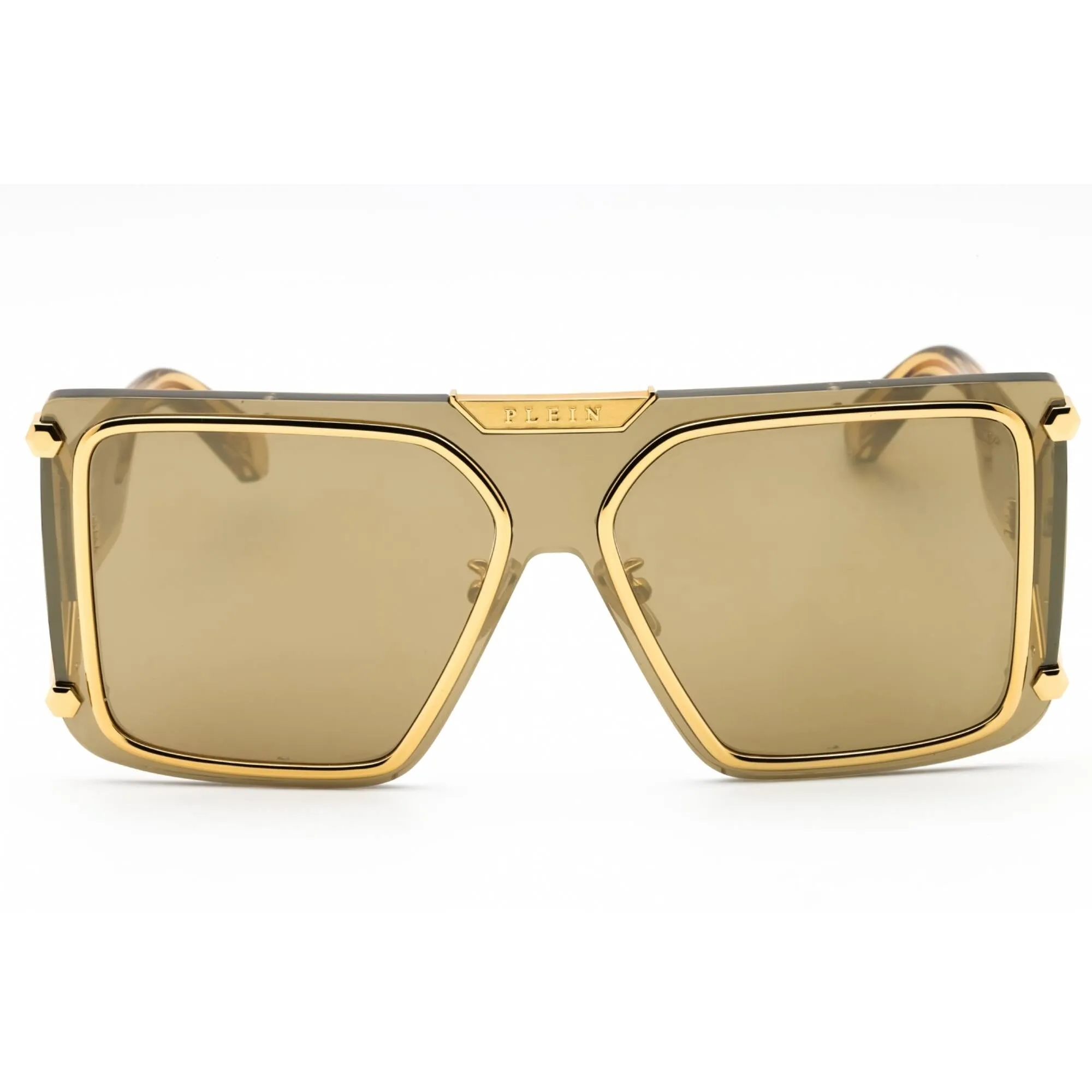 Philipp Plein Unisex Sunglasses - Yellow Gold Metal Full Rim Oversized | SPP096M 400G