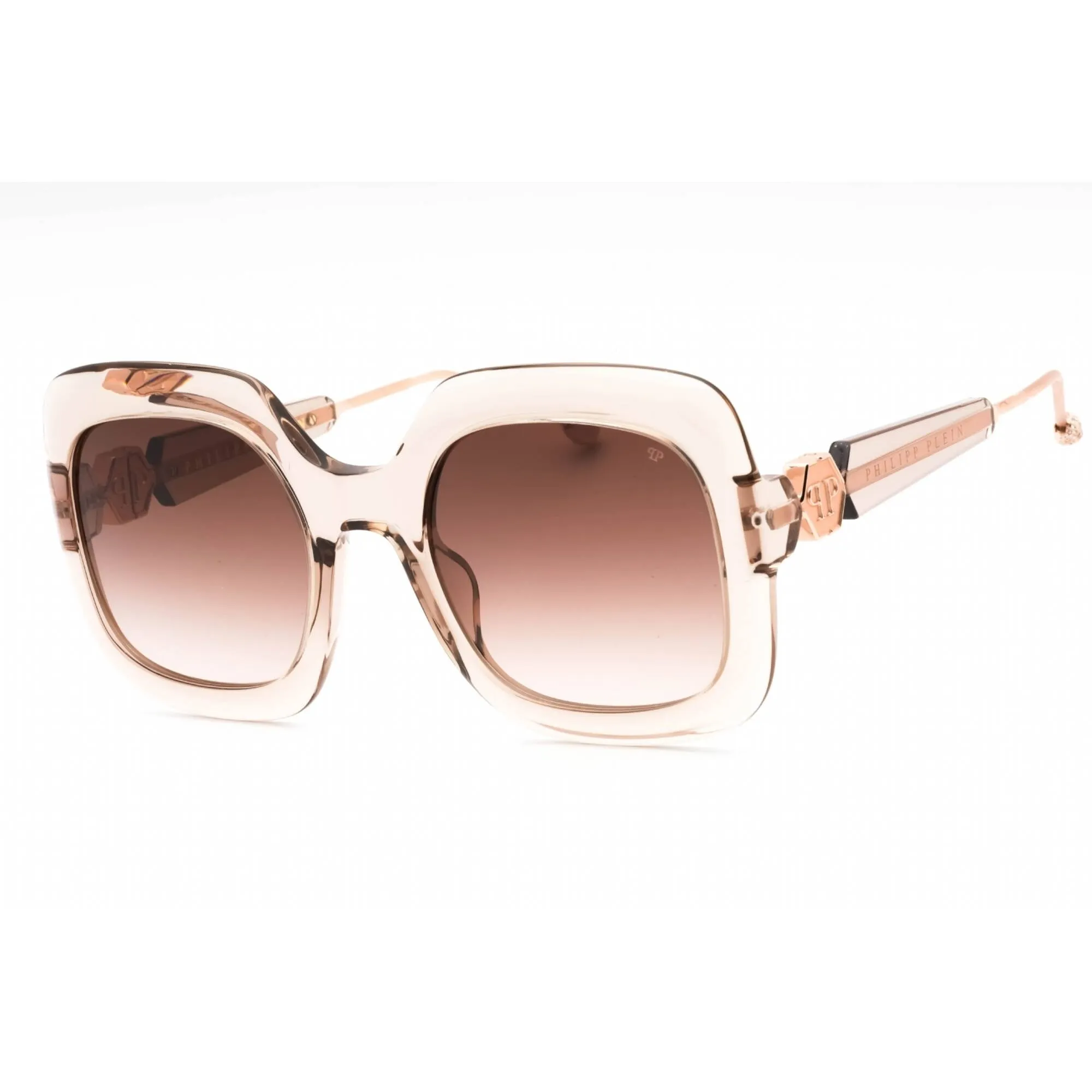 Philipp Plein Women's Sunglasses - Transparent Beige Oversized Frame | SPP065S 07T1