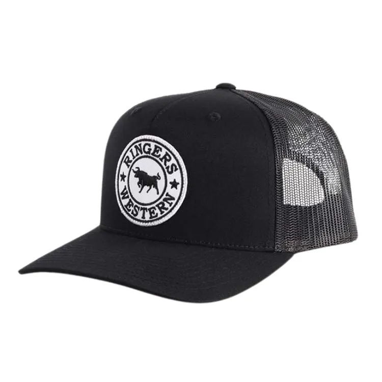 Ringers Western Signature Bull Trucker - Black with Black & White Patch