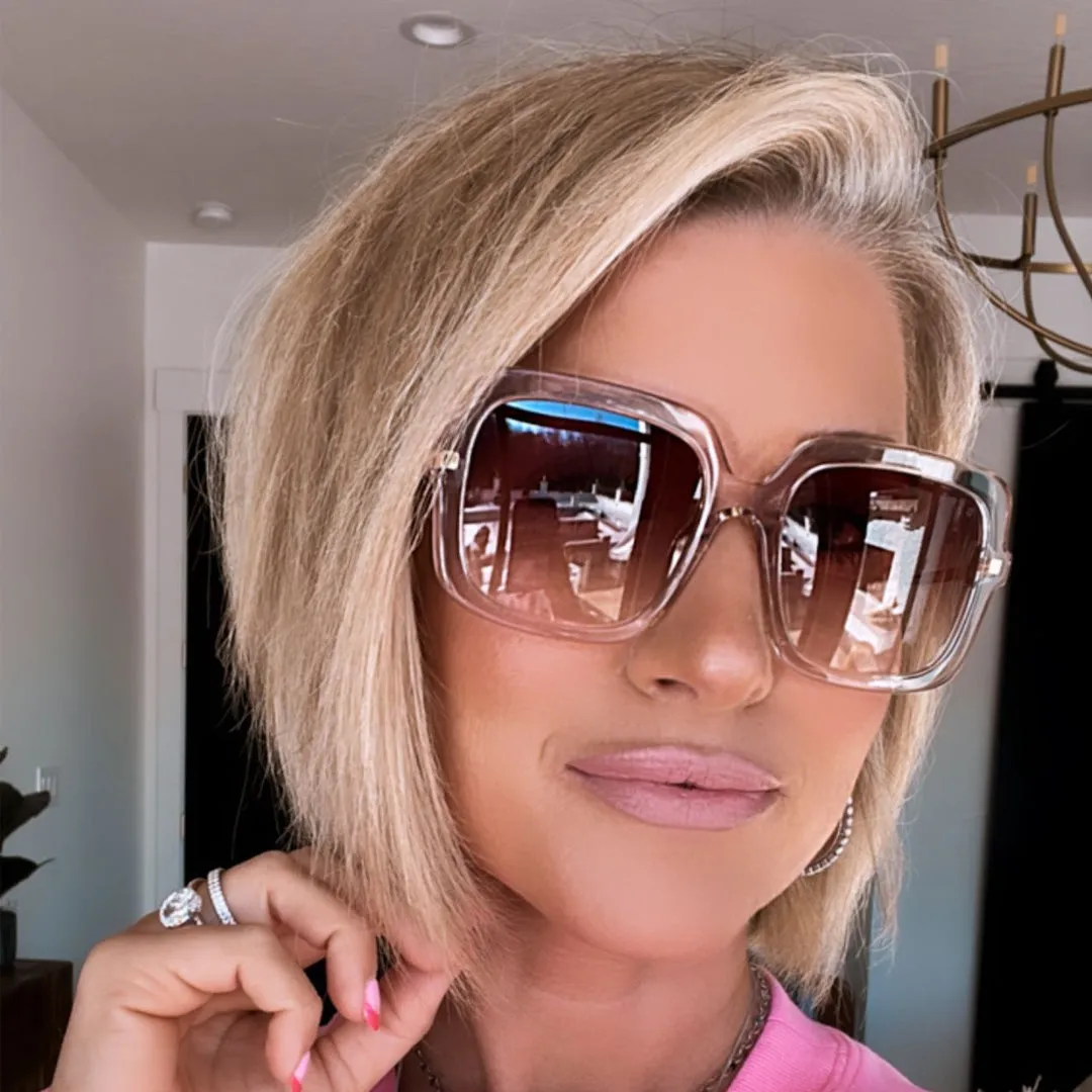 SANDRA - LIGHT PINK CRYSTAL   DUSK GRADIENT SUNGLASSES