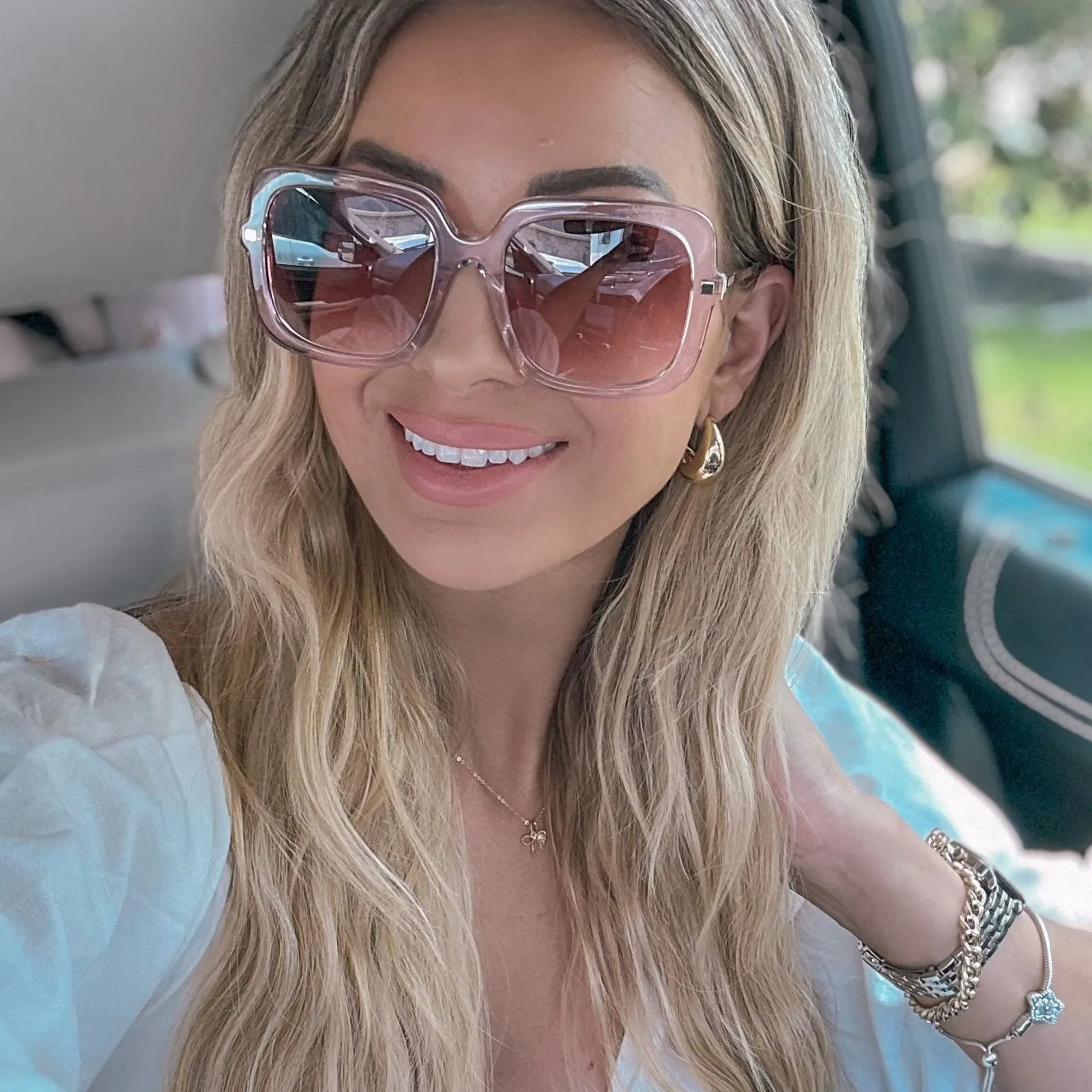 SANDRA - LIGHT PINK CRYSTAL   DUSK GRADIENT SUNGLASSES