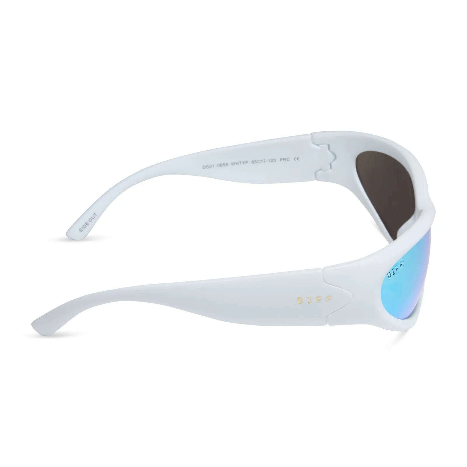 SIDE OUT - MATTE WHITE   TURQUOISE ICE MIRROR   POLARIZED SUNGLASSES