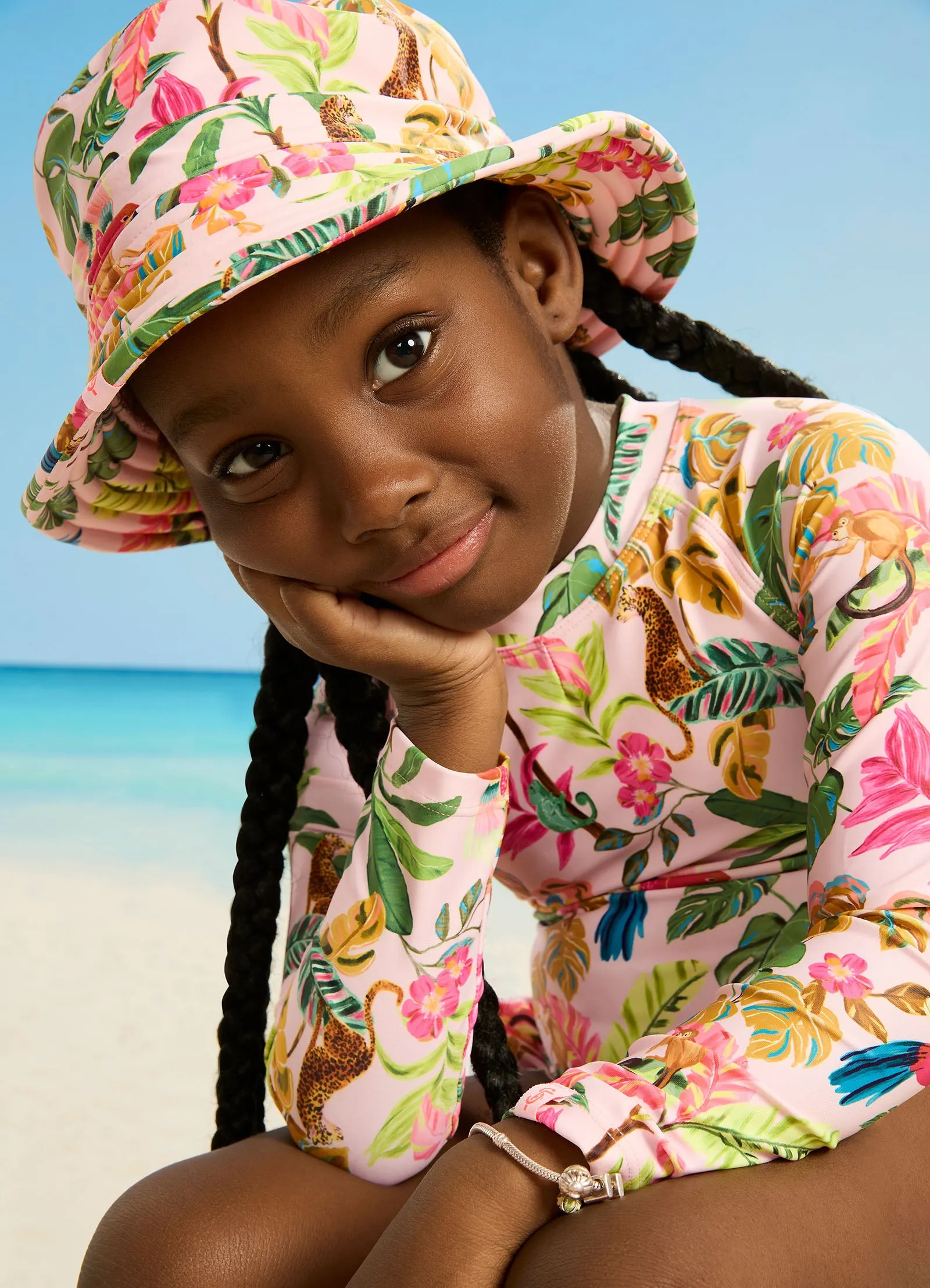 Tropical Dreams Girls Bucket Hat - Trop Pink
