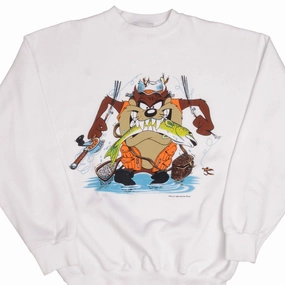 VINTAGE LOONEY TUNES TAZ FISHING SWEATSHIRT 1993 SIZE XL
